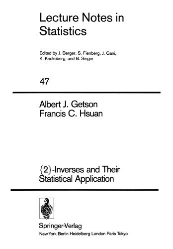 {2}-Inverses and Their Statistical Application