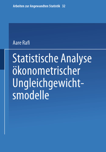 Statistische Analyse okonometrischer Ungleichgewichtsmodelle
