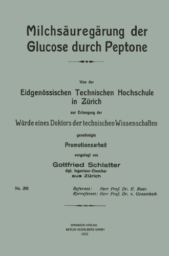 Milchsäuregärung der Glucose durch Peptone