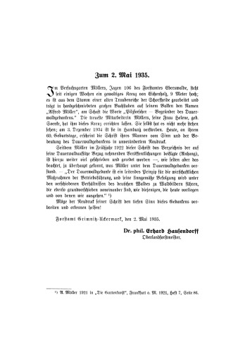 Der Dauerwaldgedanke: Sein Sinn und seine Bedeutung