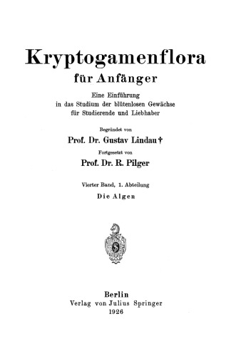 Die Algen: 4. Band / 1. Abteilung