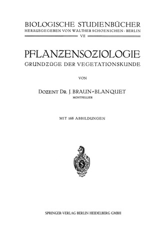 Pflanƶensoƶiologie: Grundƶüge der Vegetationskunde