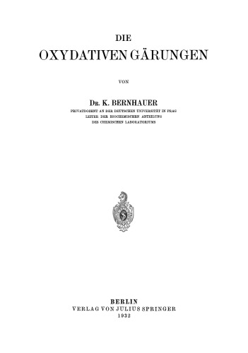 Die Oxydativen Garungen