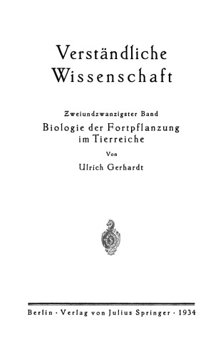 Biologie der Fortpflanzung im Tierreiche