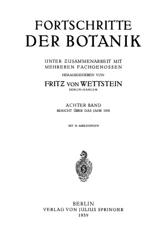 Fortschritte der Botanik: Achter Band