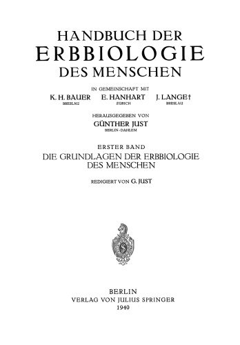 Die Grundlagen der Erbbiologie des Menschen
