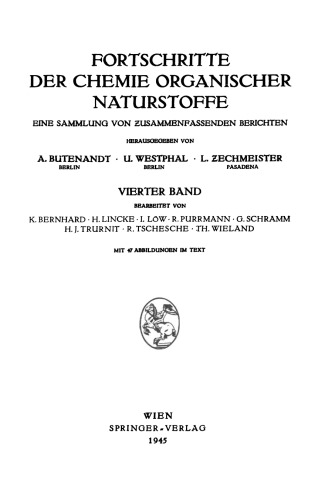 Fortschritte der Chemie Organischer Naturstoffe: Eine Sammlung von zusammenfassenden Berichten