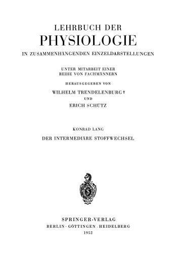 Der Intermediare Stoffwechsel