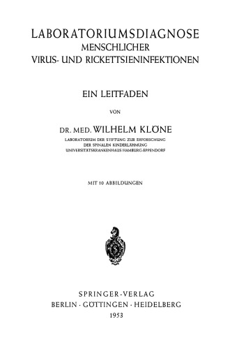 Laboratoriumsdiagnose Menschlicher Virus- und Rickettsieninfektionen: Ein Leitfaden