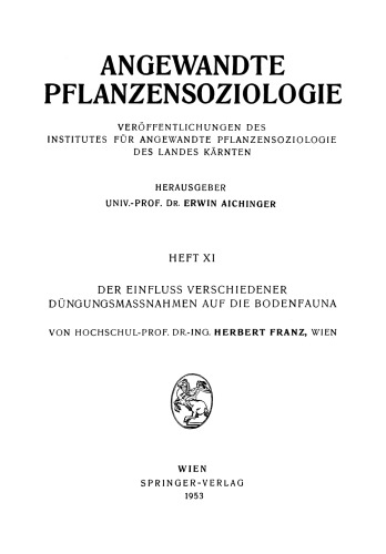 Der Einfluss verschiedener Düngungsmassnahmen auf die Bodenfauna