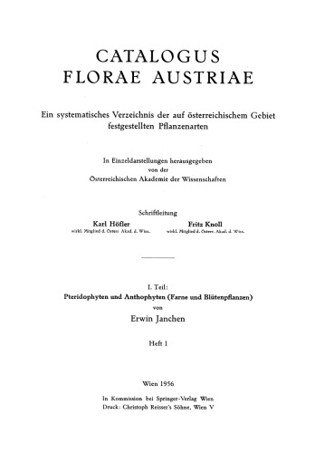 I. Teil: Pteridophyten und Anthophyten (Farne und Blutenpflanzen)