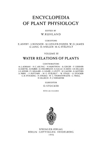 Pflanze und Wasser / Water Relations of Plants