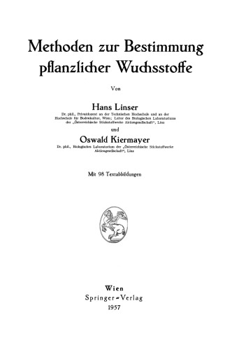 Methoden zur Bestimmung pflanzlicher Wuchsstoffe