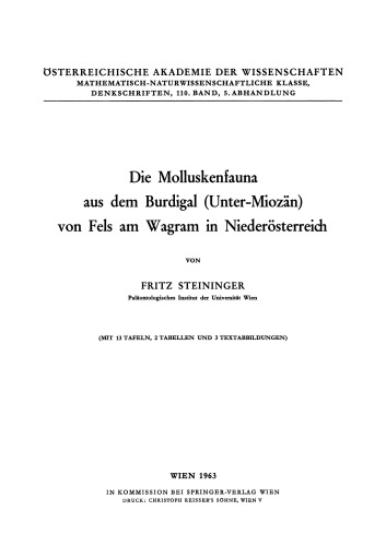 Die Molluskenfauna aus dem Burdigal (Unter-Miozan) von Fels am Wagram in Niederosterreich