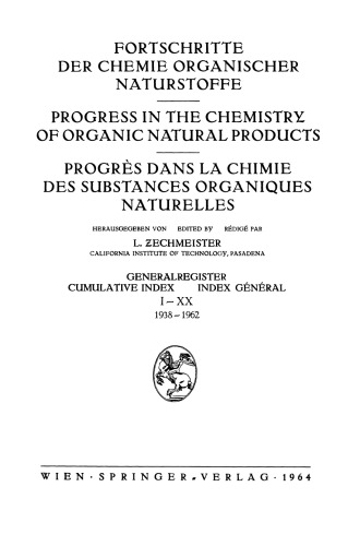 Generalregister / Cumulative Index / Index General I–XX (1938–1962)