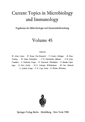 Current Topics in Microbiology and Immunology: Ergebnisse der Mikrobiologie und Immunitätsforschung