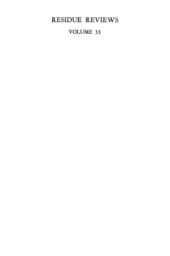 Residue Reviews/Ruckstandsberichte