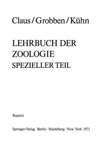 Lehrbuch der Zoologie: Spezieller Teil