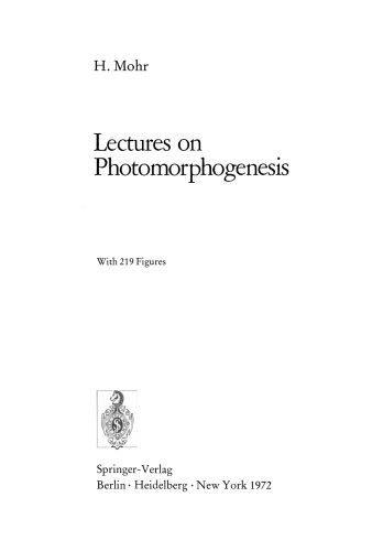 Lectures on Photomorphogenesis