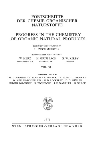 Fortschritte Der Chemie Organischer Naturstoffe: Progress in the Chemistry of Organic Natural Products