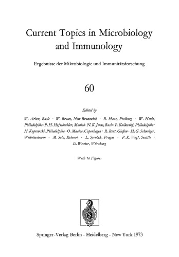 Current Topics in Microbiology and Immunology: Ergebnisse der Mikrobiologie und Immunitatsforschung