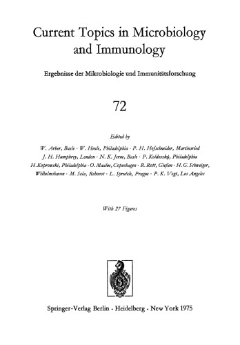 Current Topics in Microbiology and Immunology: Ergebnisse der Mikrobiologie und Immunitatsforschung