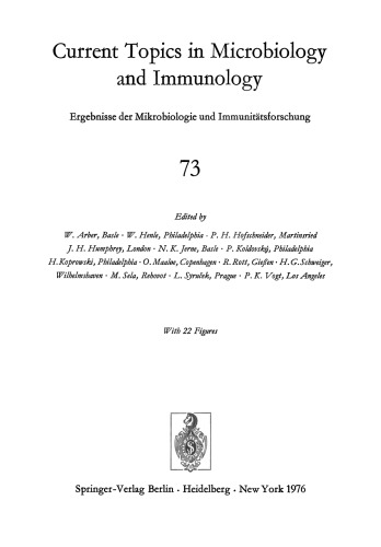 Current Topics in Microbiology and Immunology: Ergebnisse der Mikrobiologie und Immunitatsforschung