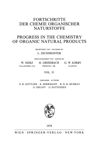 Fortschritte der Chemie Organischer Naturstoffe / Progress in the Chemistry of Organic Natural Products
