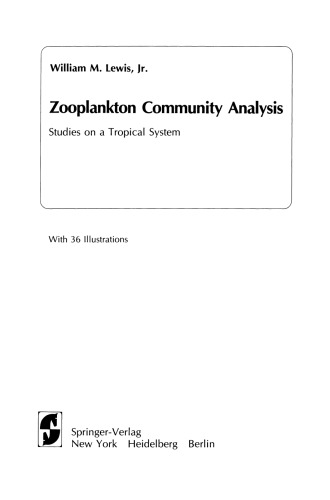 Zooplankton Community Analysis: Studies on a Tropical System