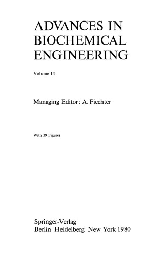 Advances in Biochemical Engineering, Volume 14