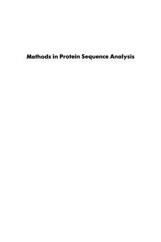 Methods in Protein Sequence Analysis