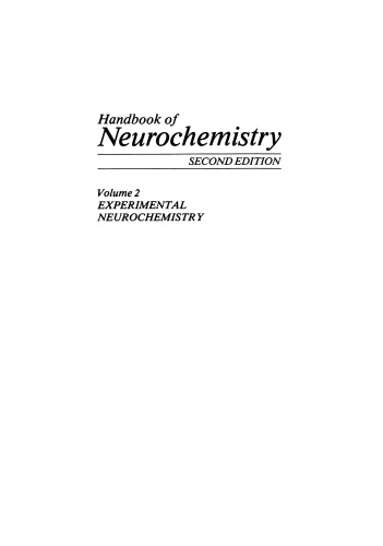 Experimental Neurochemistry