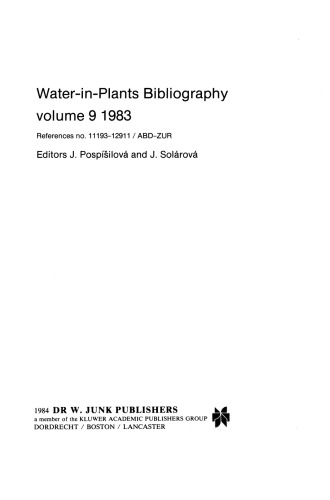 Water-in-Plants Bibliography: 1983 References no. 11193–12911 / ABD-ZUR