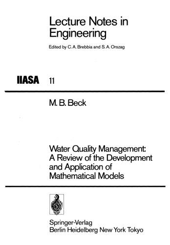 Water Quality Management: A Review of the Development and Application of Mathematical Models