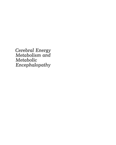 Cerebral Energy Metabolism and Metabolic Encephalopathy