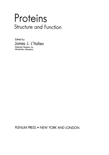 Proteins: Structure and Function