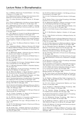 Mathematical Approaches to Problems in Resource Management and Epidemiology: Proceedings of a Conference held at Ithaca, NY, Oct. 28–30, 1987