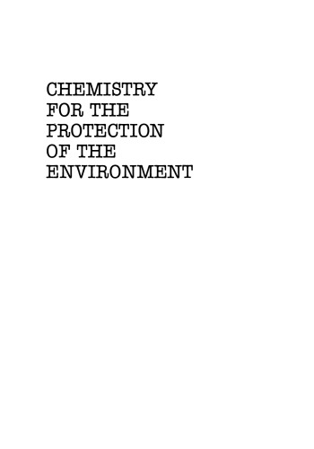 Chemistry for the Protection of the Environment