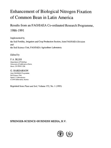 Enhancement of Biological Nitrogen Fixation of Common Bean in Latin America: Results from an FAO/IAEA Co-ordinated Research Programme, 1986–1991