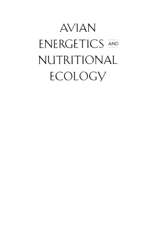 Avian Energetics and Nutritional Ecology