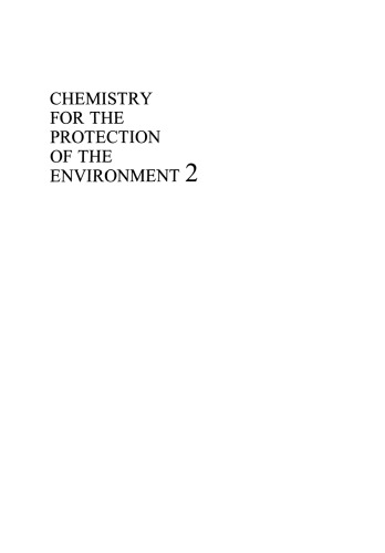 Chemistry for the Protection of the Environment 2