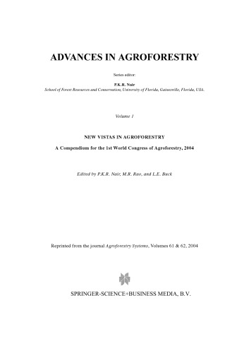 New Vistas in Agroforestry: A Compendium for 1st World Congress of Agroforestry, 2004