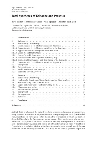 Natural Product Synthesis I: Targets, Methods, Concepts
