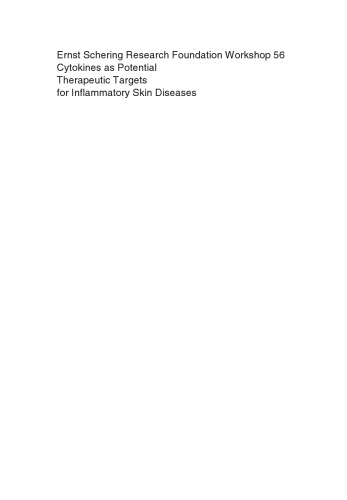 Cytokines as Potential Therapeutic Targets for Inflammatory Skin Diseases