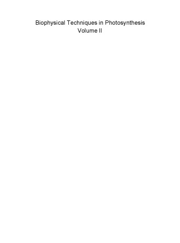 Biophysical Techniques in Photosynthesis