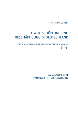 Wertschopfung und Beschaftigung in Deutschland
