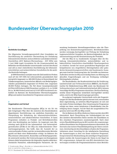 Berichte zur Lebensmittelsicherheit 2010: Bundesweiter Uberwachungsplan 2010