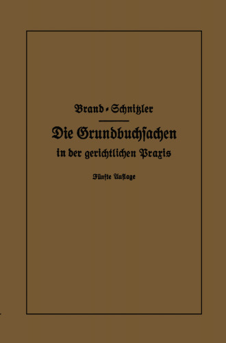 Die Grundbuchsachen in der gerichtlichen Praxis: einschließlich Aufwertung der Grundstückspfandrechte