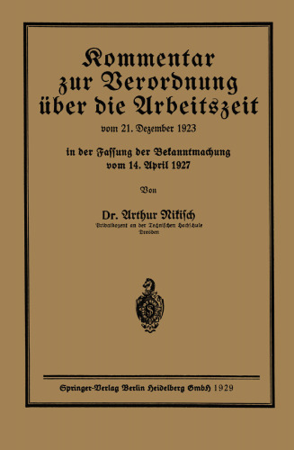 Kommentar zur Verordnung uber die Arbeitszeit