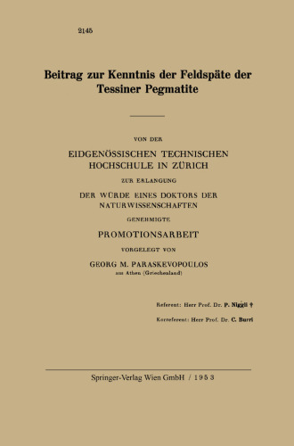 Beitrag zur Kenntnis der Feldspate der Tessiner Pegmatite